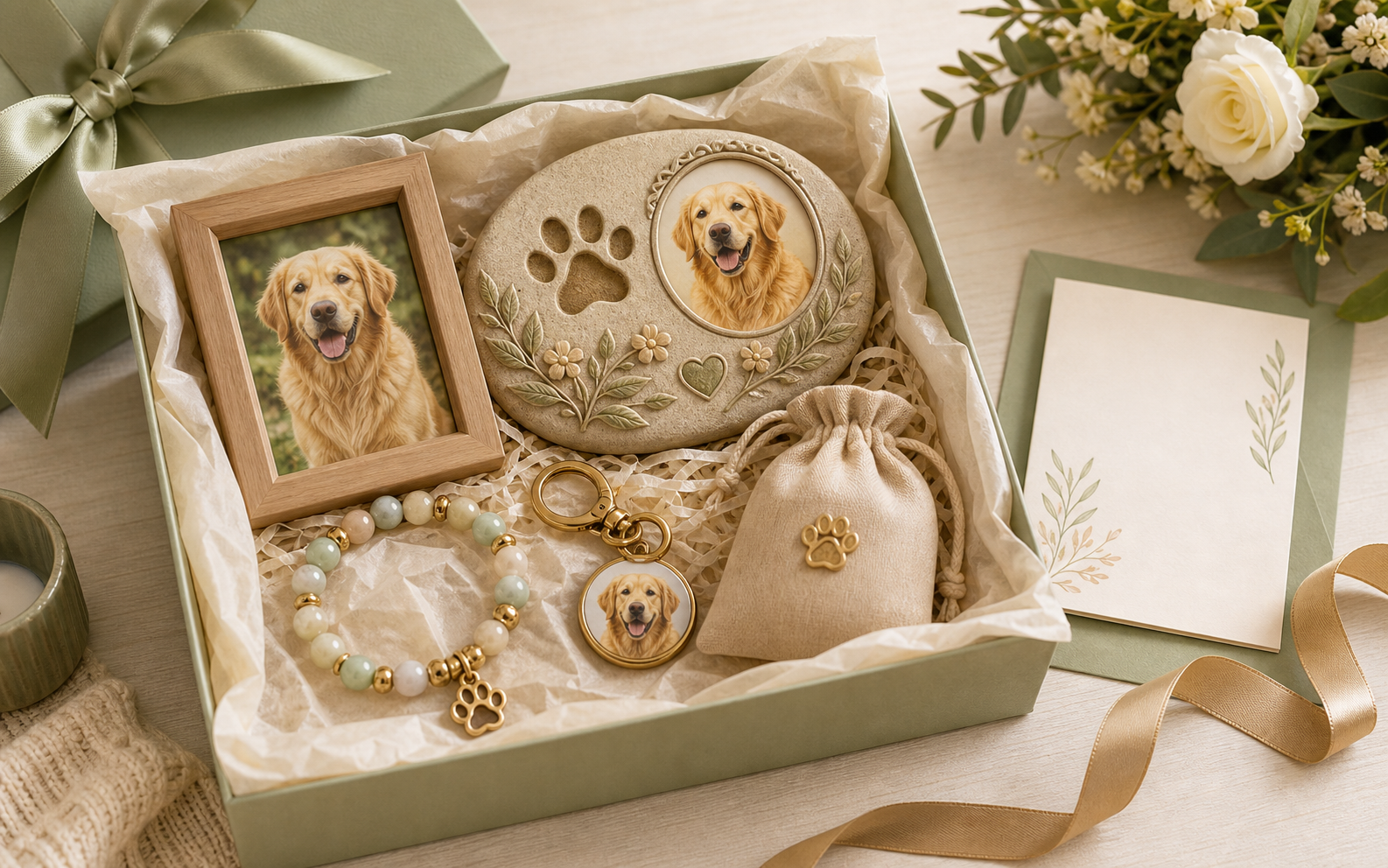 pet loss sympathy gift box with personalized keepsakes
