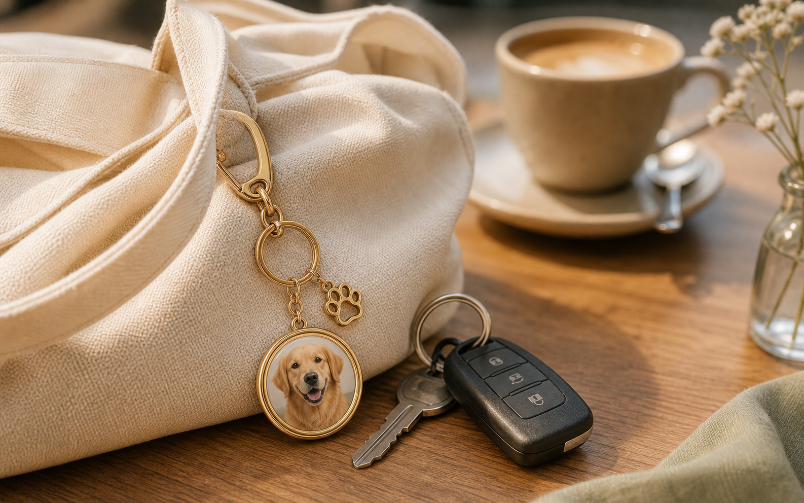 custom pet photo keychain for daily remembrance