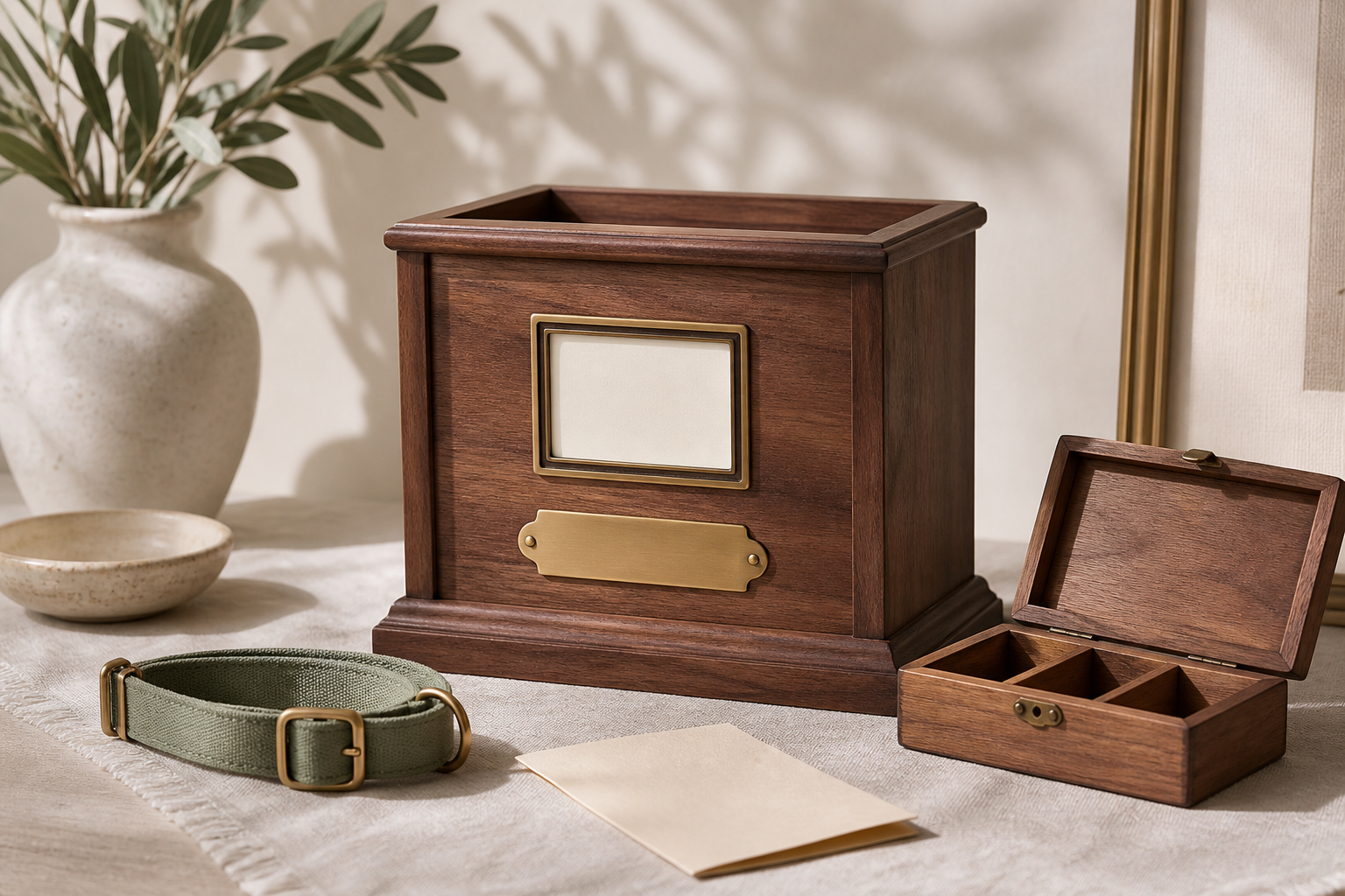 personalized pet urn box and memory box for ashes collar fur and notes